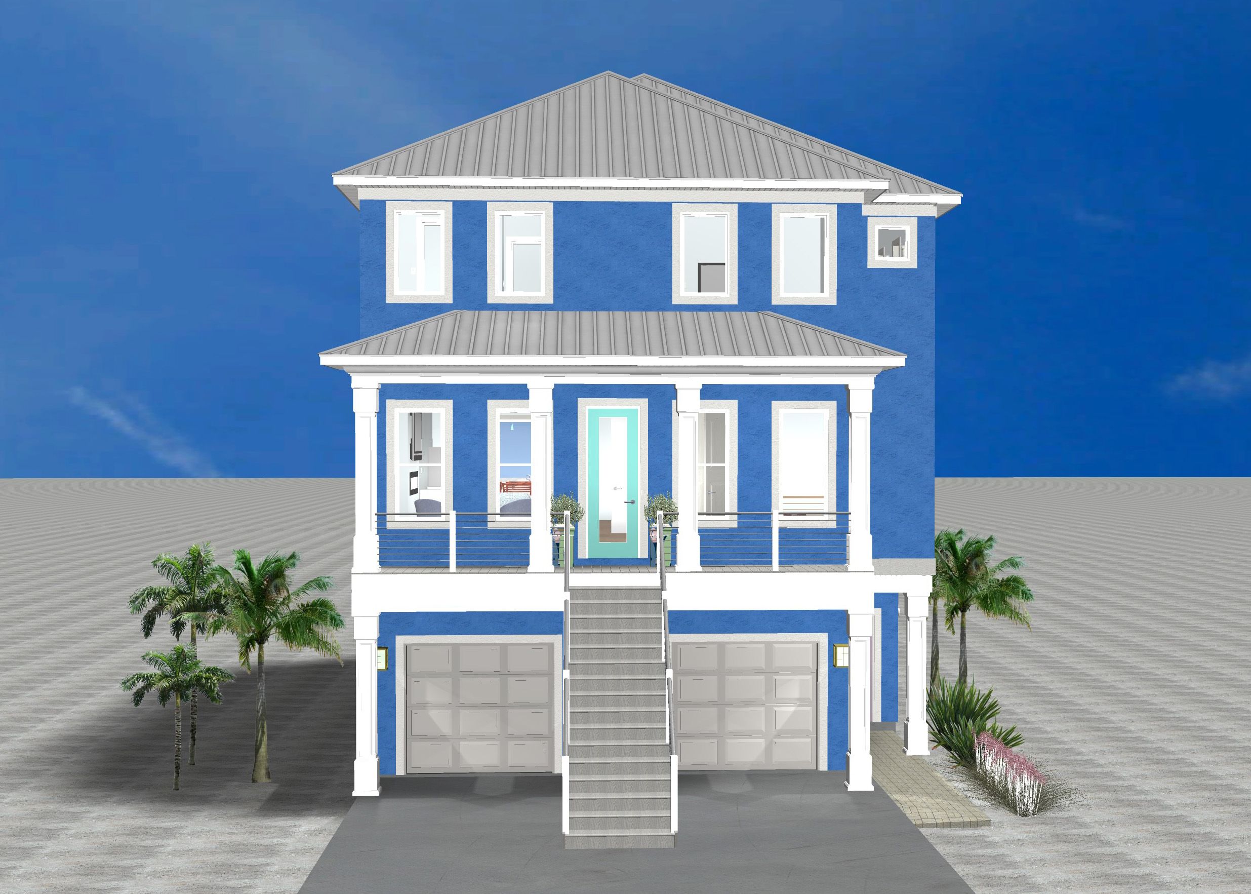 Caribbean Isles modern coastal piling home by Acorn Fine Homes