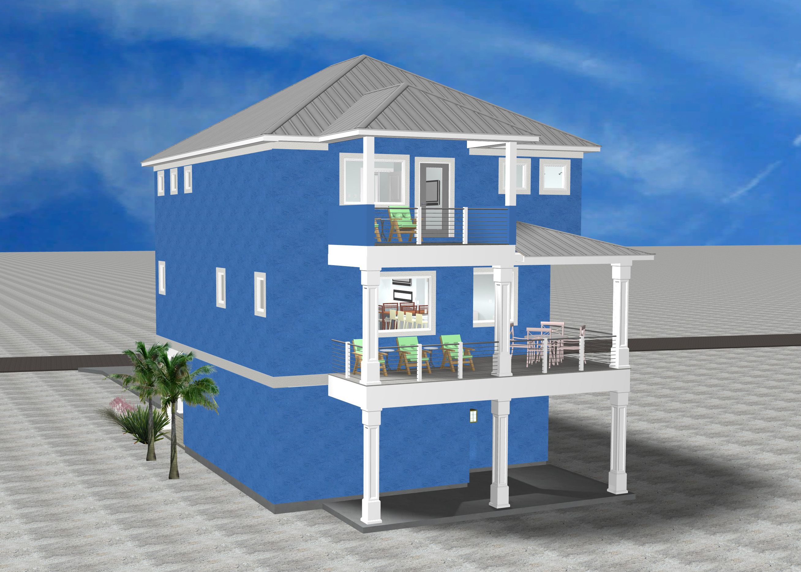 Caribbean Isles modern coastal piling home by Acorn Fine Homes