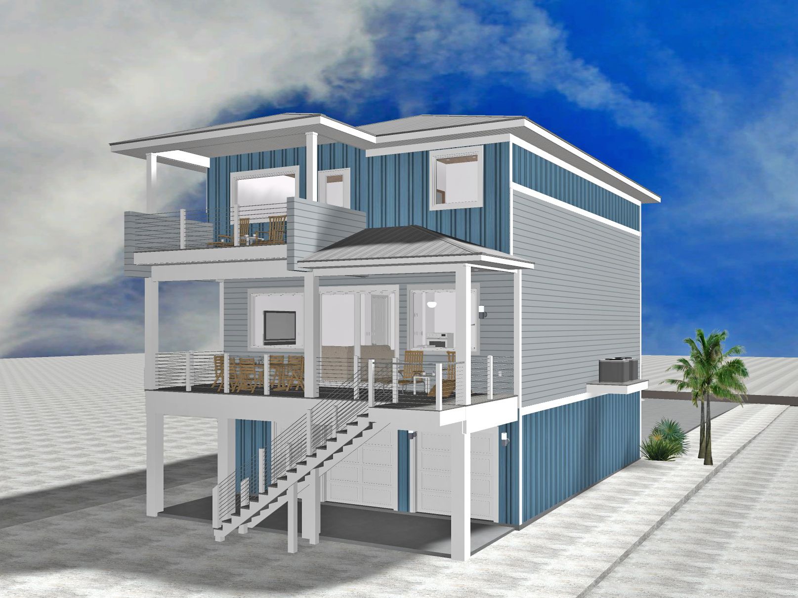 Wunderlick modern coastal piling home on Navarre Beach