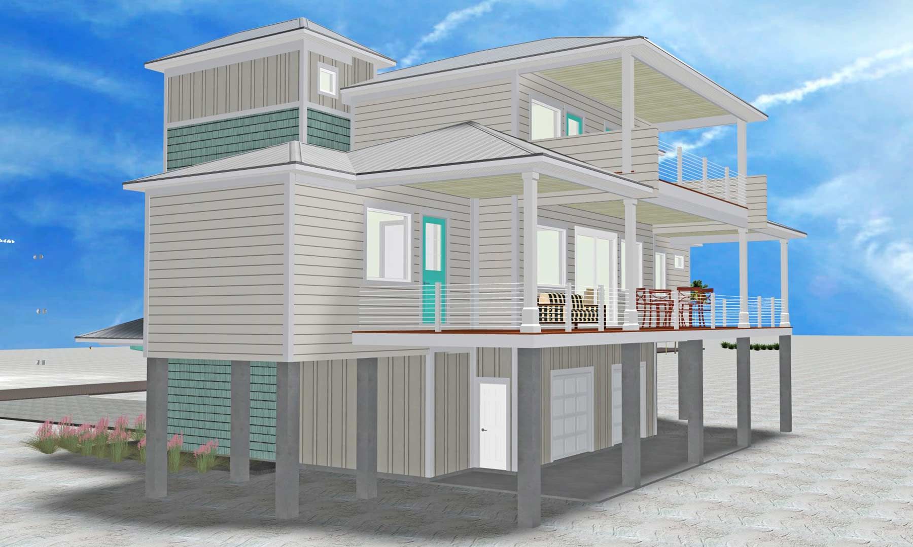 Burchard modern coastal style piling home on Navarre Beach